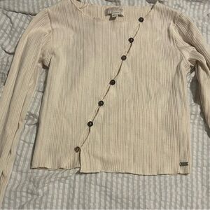 Pull&Bear Beige Asymmetric Button Sweater